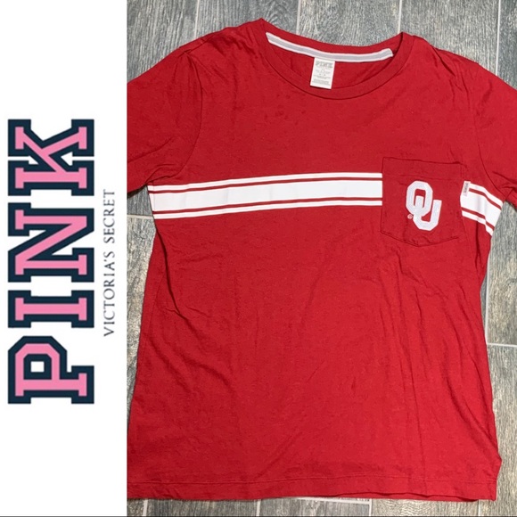PINK Victoria's Secret Tops - Victoria’s Secret Pink Oklahoma Sooners Sequin Embellished T-Shirt -Size Medium